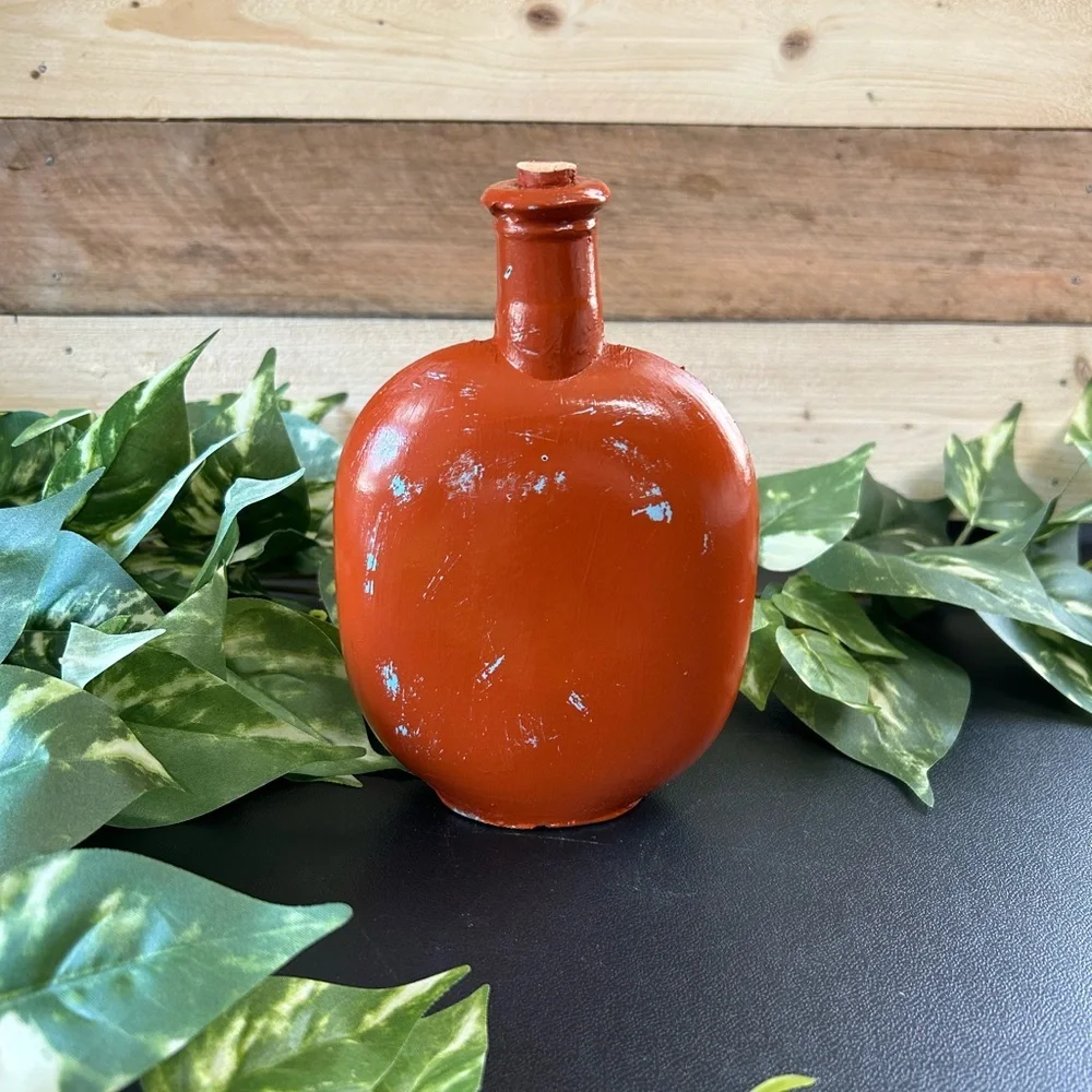 Upcycled‎ Native American Glass Beaded Jar Corked Distressed Shelf Sitter Decor